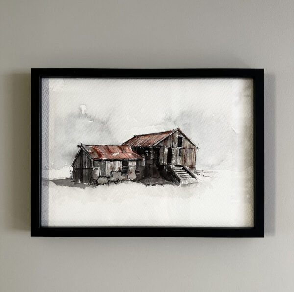 Hafranes við Reyðarfjörð. Innrammað