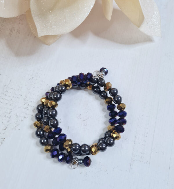 Armband - svart/fjólu/gyllt