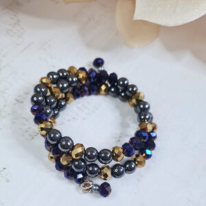 Armband - svart/fjólu/gyllt