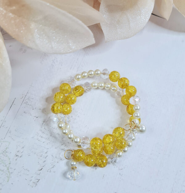 Armband - gúllt/perlu, glit