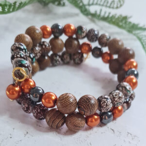 Armband - brúntóna/viðartónar/orange