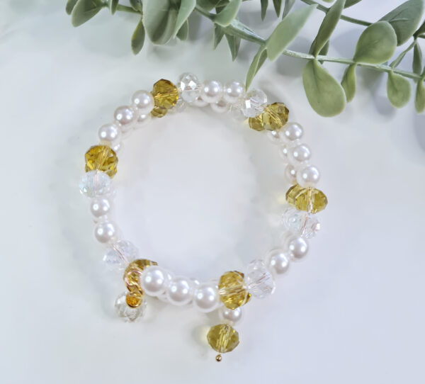 Armband - Græn-gultóna/perlur/glit - Image 2