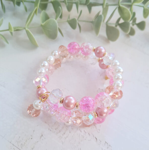 Armband - bleiktónar/gyllt/glit